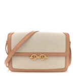 Smooth Calfskin Cotton Canvas Le Maillon Satchel Natural Beige