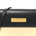 Smooth Calfskin Manhattan Shoulder Bag Black Beige - Image 9