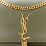 Smooth Calfskin Medium Classic Monogram Kate Tassel Satchel Olive - Image 7