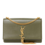 Smooth Calfskin Medium Classic Monogram Kate Tassel Satchel Olive