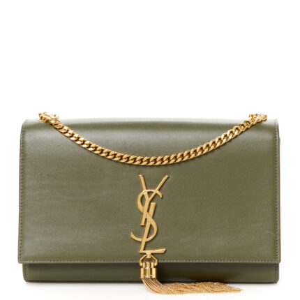 Smooth Calfskin Medium Classic Monogram Kate Tassel Satchel Olive