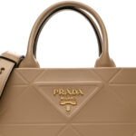 Soft Calfskin Triangolo Symbole Embossed Mini Tote Sabbia - Image 7