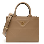Soft Calfskin Triangolo Symbole Embossed Mini Tote Sabbia