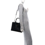 Soft Calfskin Triangolo Symbole Embossed Small Tote Black - Image 2
