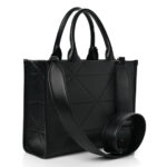 Soft Calfskin Triangolo Symbole Embossed Small Tote Black - Image 3