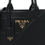Soft Calfskin Triangolo Symbole Embossed Small Tote Black - Image 7