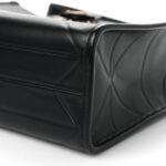 Soft Calfskin Triangolo Symbole Embossed Small Tote Black - Image 9