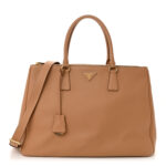 Soft Grain Calfskin Extra Large Galleria Double Zip Tote Natural