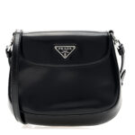 Spazzolato Mini Cleo Flap Adjustable Strap Shoulder Bag Black