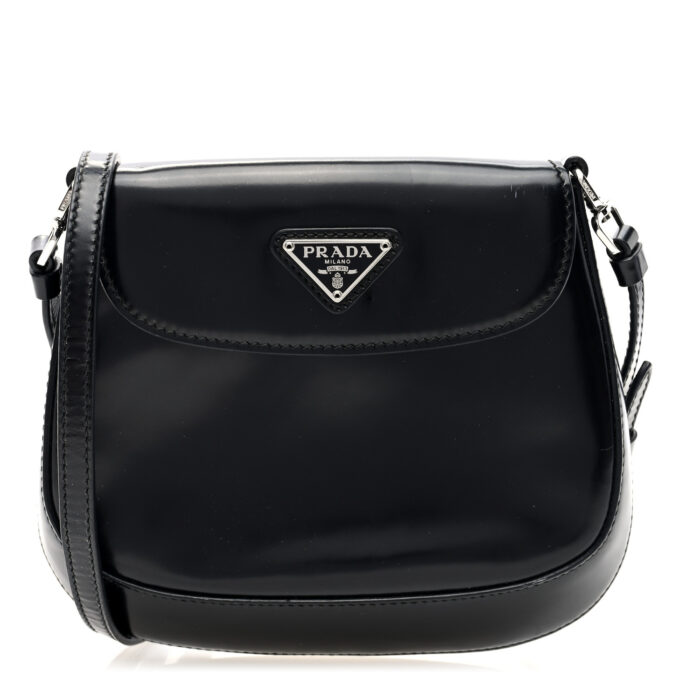 Spazzolato Mini Cleo Flap Adjustable Strap Shoulder Bag Black - Image 1