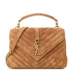 Suede Matelasse Chevron Monogram Medium College Bag Cinnamon - Image 3