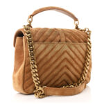 Suede Matelasse Chevron Monogram Medium College Bag Cinnamon - Image 4