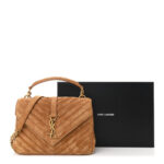 Suede Matelasse Chevron Monogram Medium College Bag Cinnamon - Image 13