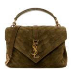 Suede Matelasse Chevron Monogram Medium College Bag Loden Green - Image 5