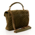 Suede Matelasse Chevron Monogram Medium College Bag Loden Green - Image 3