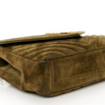 Suede Matelasse Chevron Monogram Medium College Bag Loden Green - Image 11