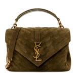 Suede Matelasse Chevron Monogram Medium College Bag Loden Green