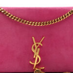 Suede Medium Monogram Kate Tassel Shoulder Bag Lipstick Fuchsia - Image 7