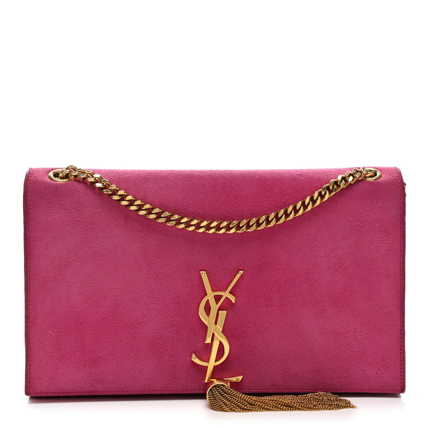 Suede Medium Monogram Kate Tassel Shoulder Bag Lipstick Fuchsia11 Suede Medium Monogram Kate Tassel Shoulder Bag Lipstick Fuchsia - Image 1