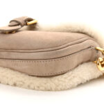 Suede Shearling Small Bobby Flap Beige - Image 9