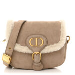Suede Shearling Small Bobby Flap Beige