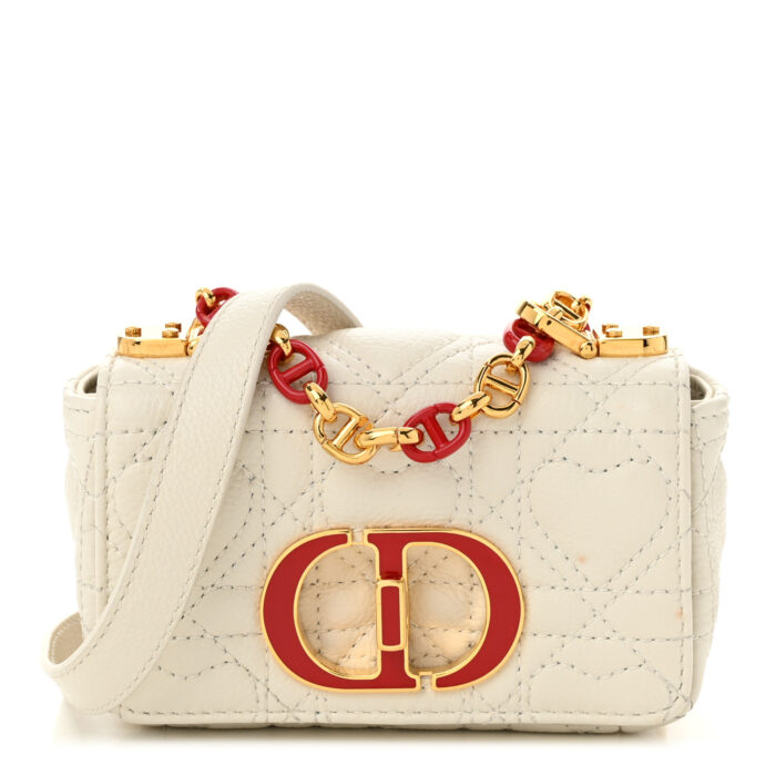 Supple Calfskin Cannage Dioramour Micro Caro Bag Latte - Image 1