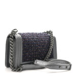 Tweed Metallic Lambskin Medium Boy Flap Silver - Image 3