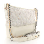 Tweed PVC Patent Chevron Quilted Medium Gabrielle Hobo White - Image 3