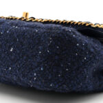 Tweed Sequin Timeless Classic Chained Double Flap Navy Blue - Image 9