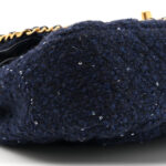 Tweed Sequin Timeless Classic Chained Double Flap Navy Blue - Image 10