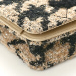 Tweed Shearling Quilted Chanel Wallet On Chain WOC Beige Black - Image 8