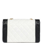 Vintage Chanel Medium Diana Flap Bag White and Black Lambskin Gold Hardware - Image 4