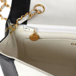 Vintage Chanel Medium Diana Flap Bag White and Black Lambskin Gold Hardware - Image 9