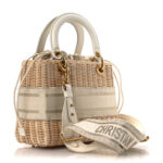 Wicker Oblique Medium Lady Dior Bag Beige - Image 3