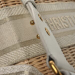 Wicker Oblique Medium Lady Dior Bag Beige - Image 5