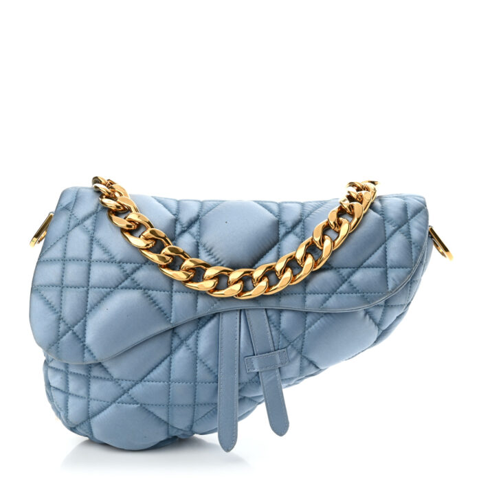 X ERL Satin Cannage Micro Venice Saddle Bag Blue - Image 1