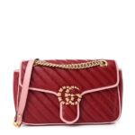 Azalea Calfskin Enamel Matelasse Diagonal Small Torchon GG Marmont Shoulder Bag New Cherry Red Wild Rose - Image 10