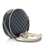 Azalea Calfskin Matelasse Diagonal Mini Torchon GG Marmont Round Shoulder Bag Blue Agata Mystic White - Image 2