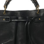 Calfskin Bamboo Handle Tote Black - Image 9