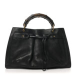 Calfskin Bamboo Handle Tote Black