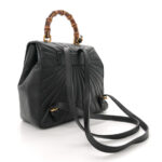 Calfskin Bamboo Trapuntata Queen Margaret Backpack Black - Image 3