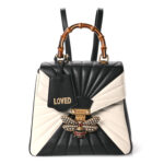 Calfskin Bamboo Trapuntata Queen Margaret Backpack Mystic White Black