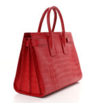 Calfskin Crocodile Embossed Large Sac De Jour Carryall Lipstick Red - Image 4