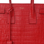 Calfskin Crocodile Embossed Large Sac De Jour Carryall Lipstick Red - Image 9