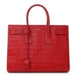 Calfskin Crocodile Embossed Large Sac De Jour Carryall Lipstick Red