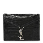 Calfskin Crocodile Embossed Monogram Cassandra Clasp Bag Black Rouge Legion - Image 3
