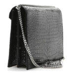 Calfskin Crocodile Embossed Monogram Cassandra Clasp Bag Black Rouge Legion - Image 4