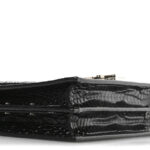 Calfskin Crocodile Embossed Monogram Cassandra Clasp Bag Black Rouge Legion - Image 10