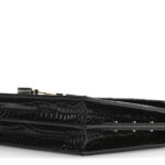 Calfskin Crocodile Embossed Monogram Cassandra Clasp Bag Black Rouge Legion - Image 11