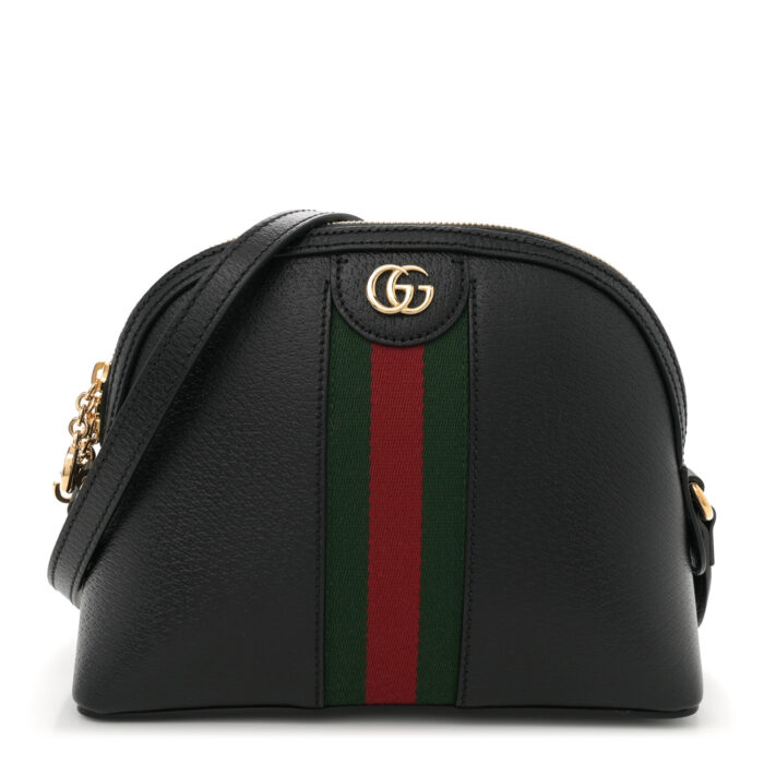 Calfskin GG Web Small Ophidia Dome Shoulder Bag Black - Image 1